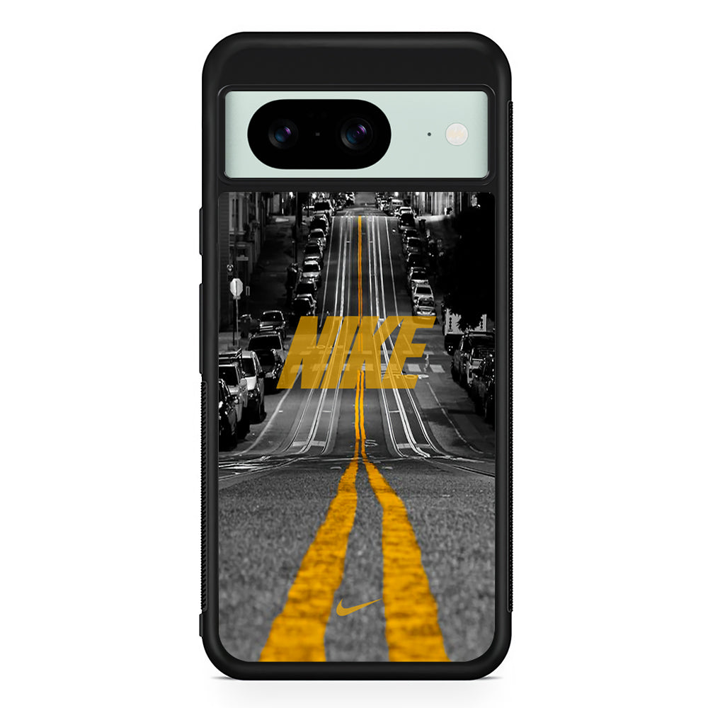 Nike Night Yellow Flames Google Pixel 8 Case | Slim Rubber Case for Google Pixel 8