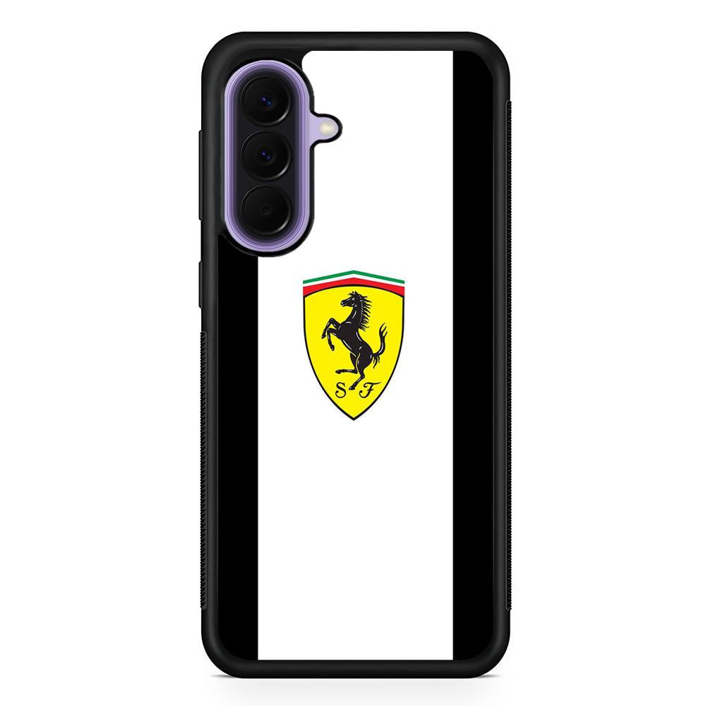 Ferrari White Stripe Emblem Samsung Galaxy A57 Case | Slim Samsung Galaxy A57 Rubber Case