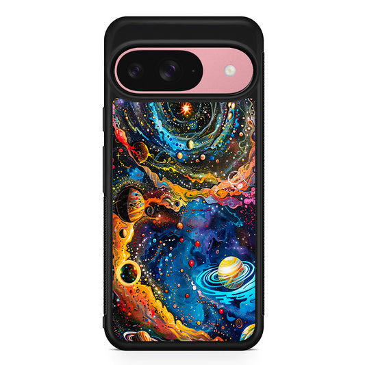 Colorful Galaxy Many Planets Google Pixel 9 Case | Google Pixel 9 Protective Rubber Case