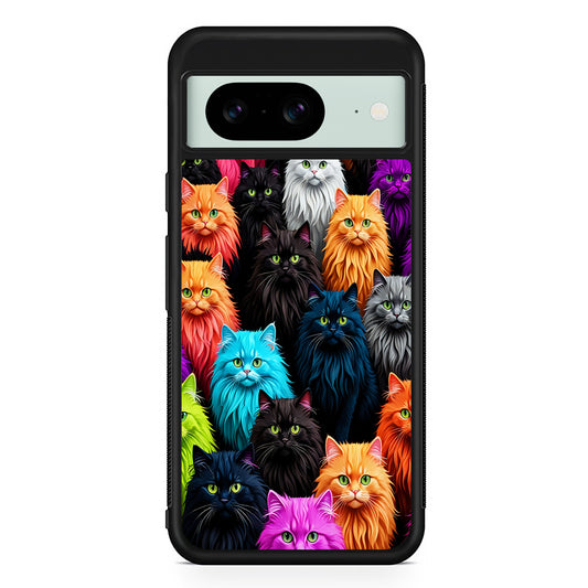 A Group of Colorful Cats Google Pixel 8 Case | Durable Protective Cover for Google Pixel 8