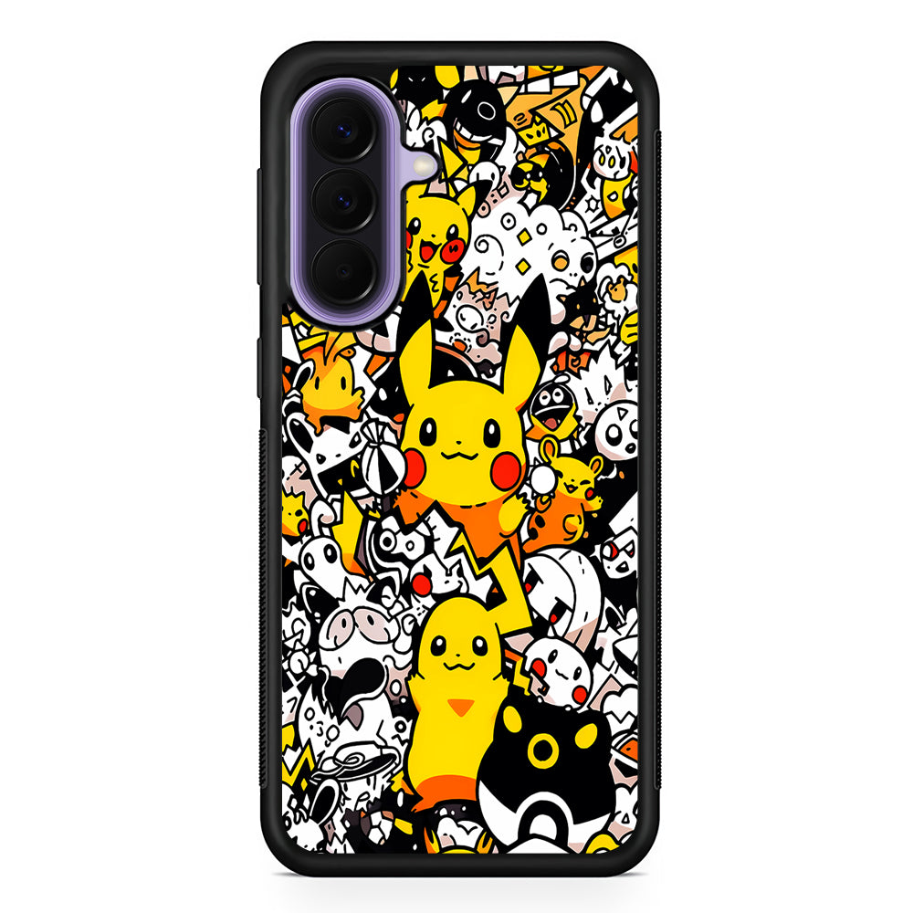 Pokemon Pikachu Doodle Samsung Galaxy A57 Case | Slim Samsung Galaxy A57 Rubber Case
