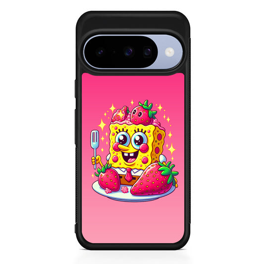 SpongeBob Eating Strawberry Google Pixel 10 Case | Google Pixel 10 Rubber Protective Case