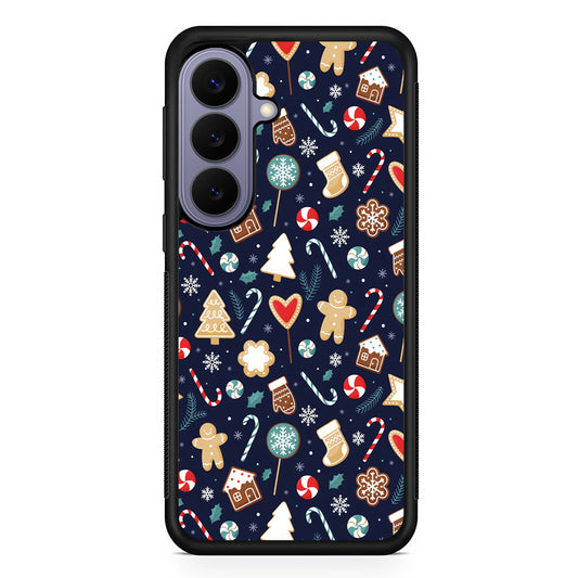 Christmas Ornaments Pattern Navy Samsung Galaxy S26 Case | Durable Rubber Case for Samsung Galaxy S26