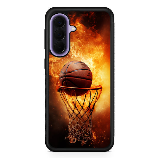 Basketball Ball on Fire Samsung Galaxy A57 Case | Slim Samsung Galaxy A57 Rubber Case