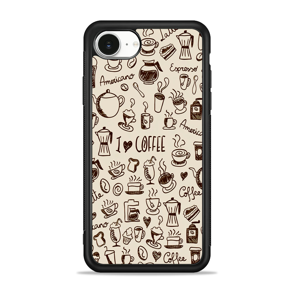 CoffeeTime Doodle iPhone 16e Case | Protective Phone Cover