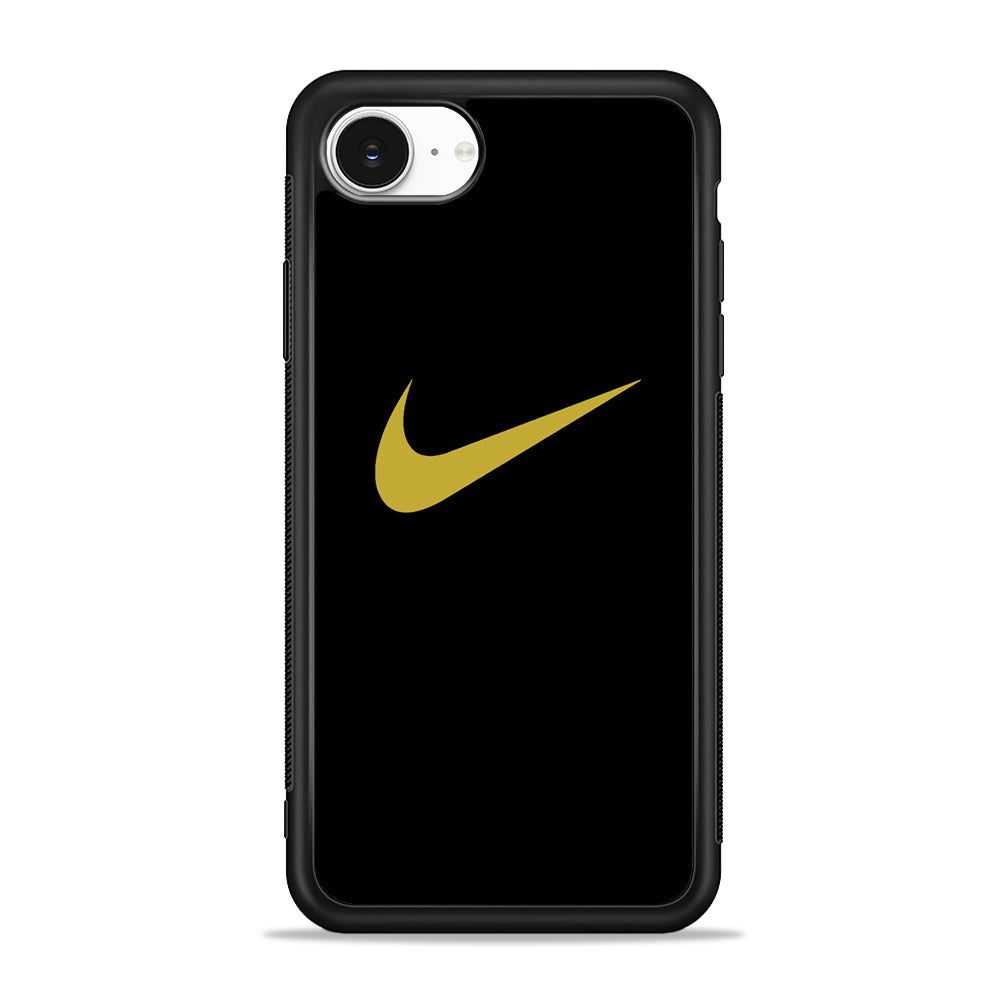 Nike Gold Logo Black iPhone 16e Case - Slim Silicone Case