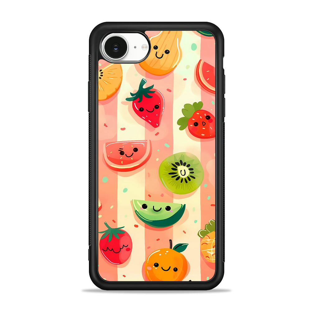 Colorful Fruit Cartoon Stripe iPhone 16e Case | Protective Phone Cover