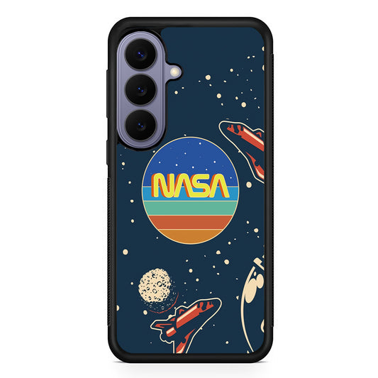Nasa Retro Space Samsung Galaxy S26 Case | Slim Protective Rubber Case for Samsung S26