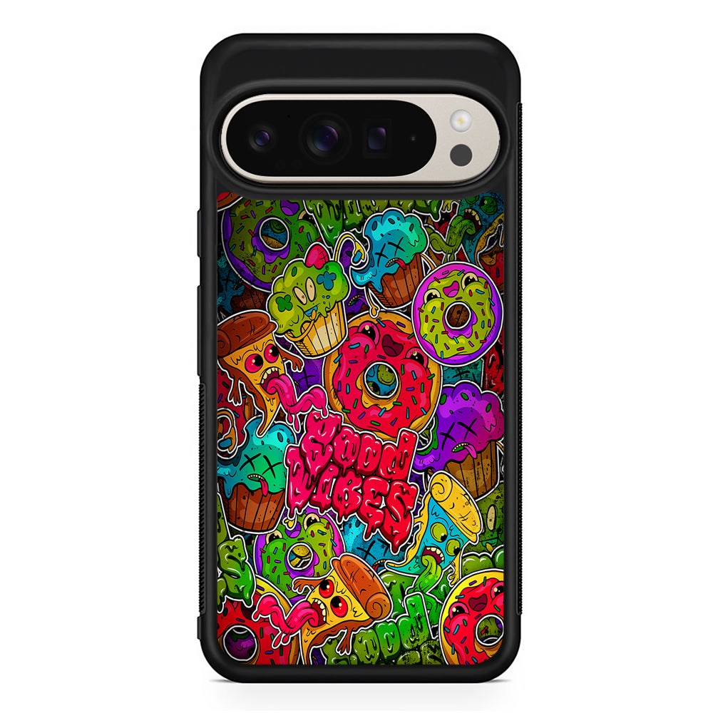 Colorful Scary Food Doodle Google Pixel 9 Pro Case | Slim Protective Cover