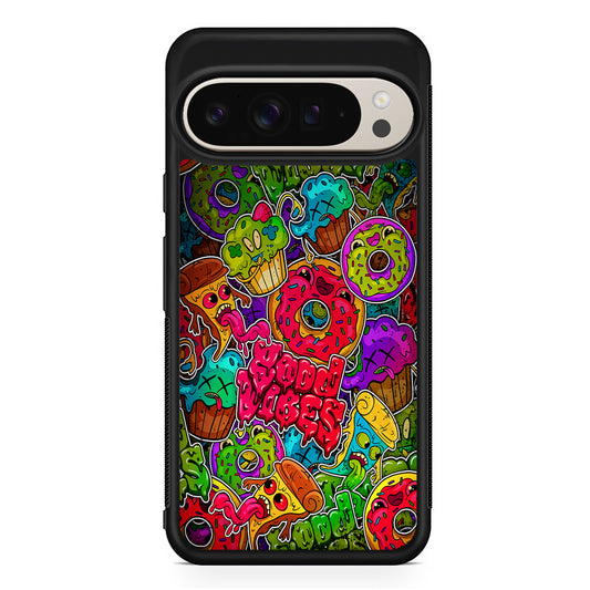 Colorful Scary Food Doodle Google Pixel 9 Pro Case | Slim Protective Cover