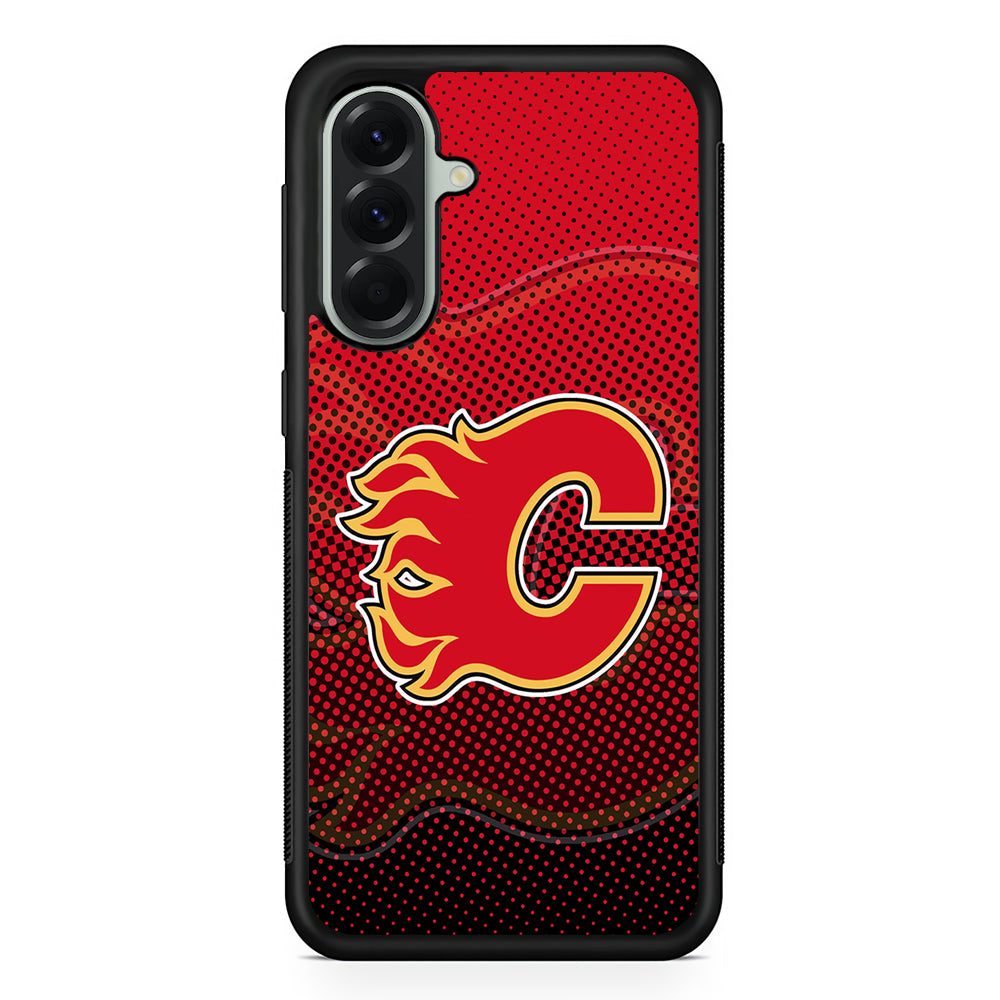 NHL Calgary Flames Dot Samsung Galaxy A56 Case | Samsung Galaxy A56 Protective Rubber Case
