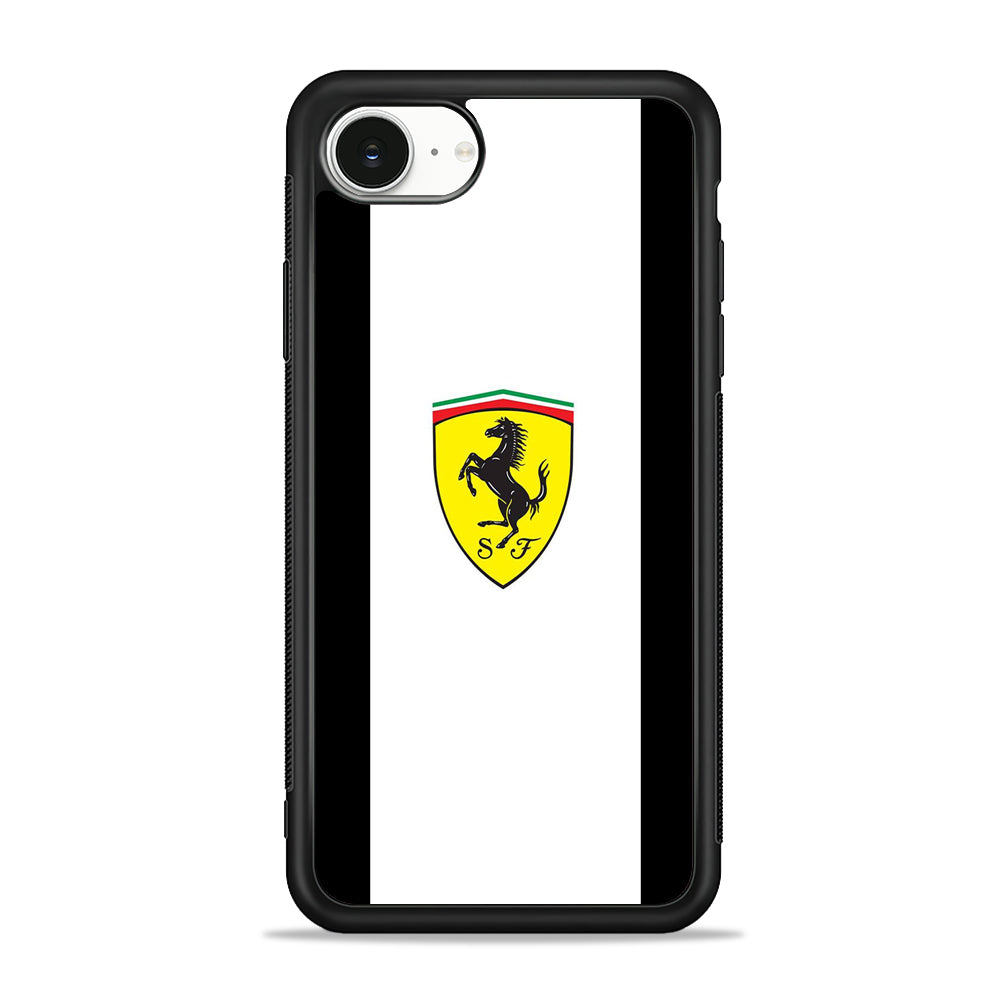 Ferrari White Stripe Emblem iPhone 16e Case - Slim Silicone Case