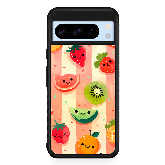 Colorful Fruit Cartoon Stripe Google Pixel 8 Pro Case | Slim Rubber Case for Google Pixel 8 Pro