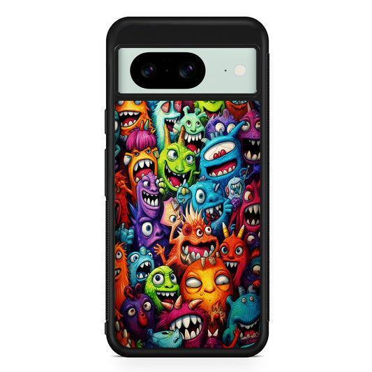 A Lot of Monsters Doodle Google Pixel 8 Case | Durable Protective Cover for Google Pixel 8
