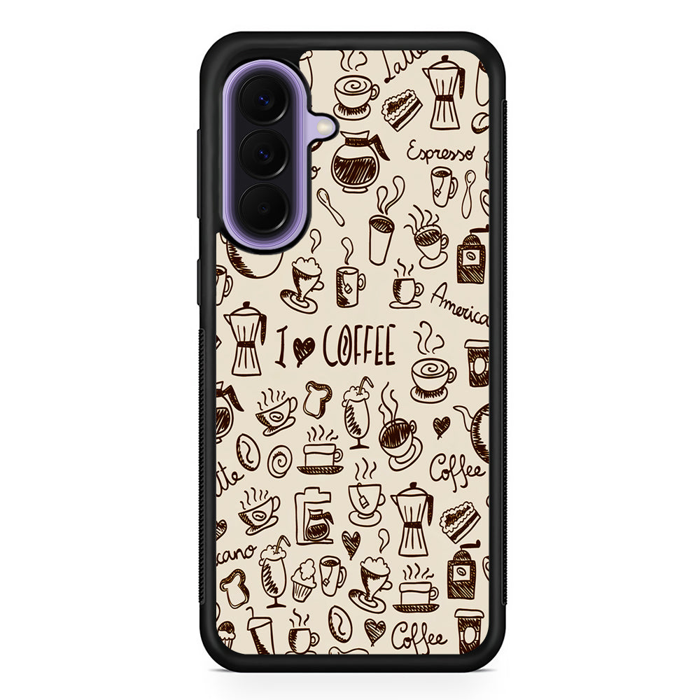 CoffeeTime Doodle Samsung Galaxy A57 Case | Slim Samsung Galaxy A57 Rubber Case