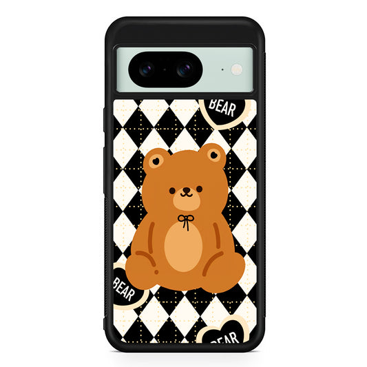 Bear and Black Flanel Google Pixel 8 Case | Durable Protective Cover for Google Pixel 8
