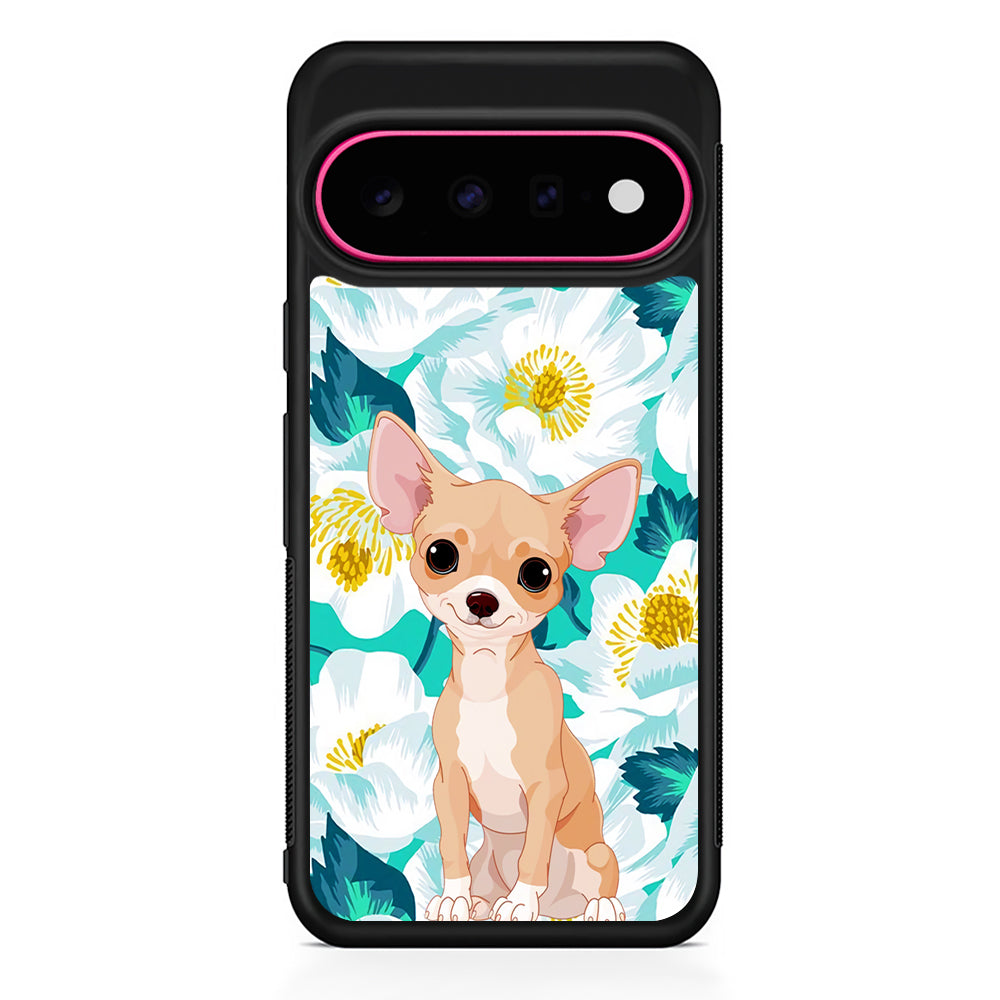 Chihuahua Dog Flower Blue Google Pixel 11 Case | Slim Shockproof Cover
