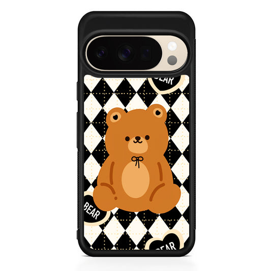 Bear and Black Flanel Google Pixel 10 Pro XL Case | Slim Google Pixel 10 Pro XL Protective Case