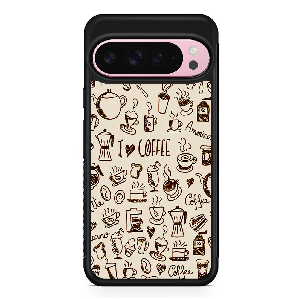 CoffeeTime Doodle Google Pixel 9 Pro XL Case | Protective Cover