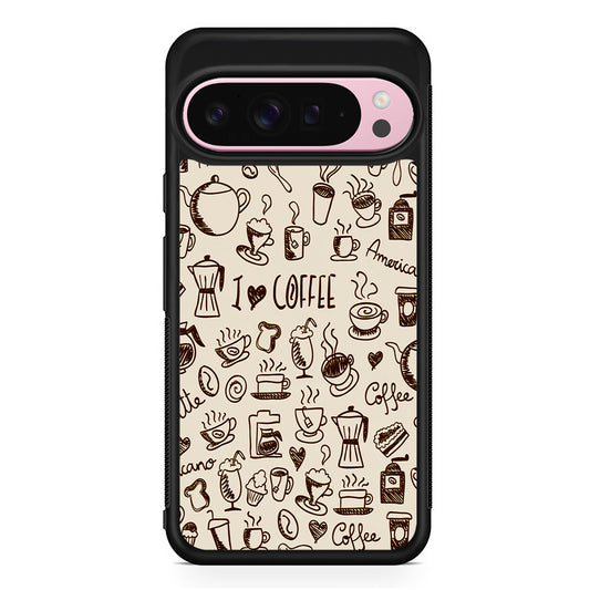 CoffeeTime Doodle Google Pixel 9 Pro XL Case | Protective Cover