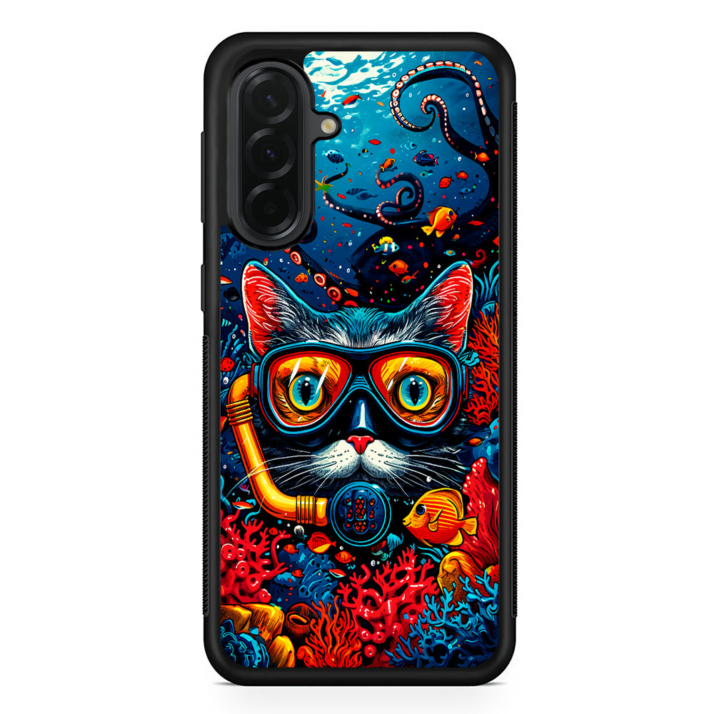 Kitty Cat Under The Sea Samsung Galaxy A36 Case | Protective Rubber Cover