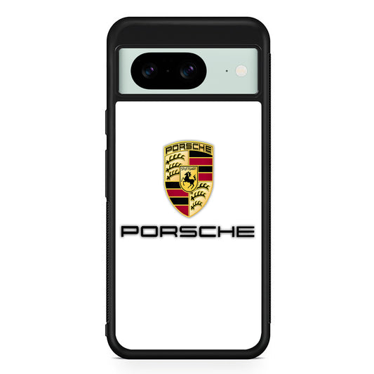 Porsche White Emblem Google Pixel 8 Case | Slim Rubber Case for Google Pixel 8