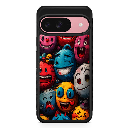 Colorful Funny Emoticons Doodle Google Pixel 9 Case | Google Pixel 9 Protective Rubber Case