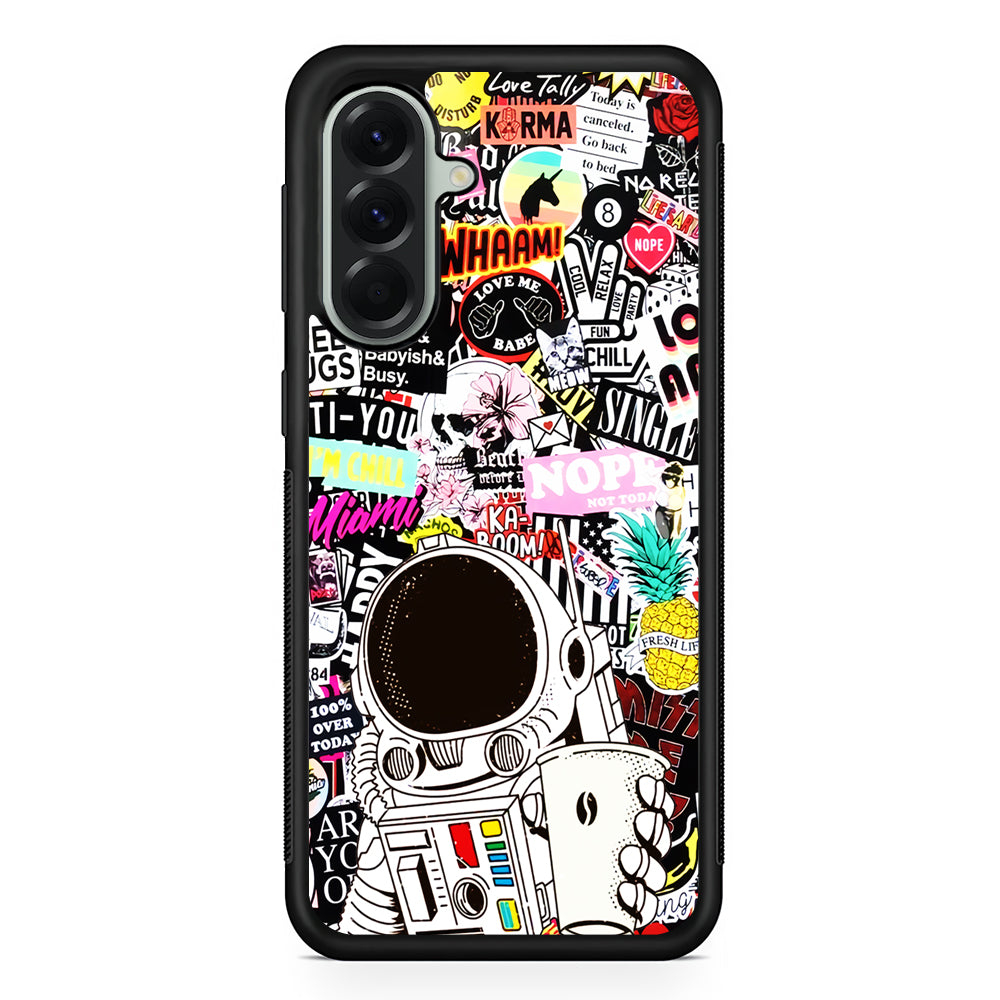 Astronauts Coffee Cheers Samsung Galaxy A56 Case | Samsung Galaxy A56 Protective Rubber Case
