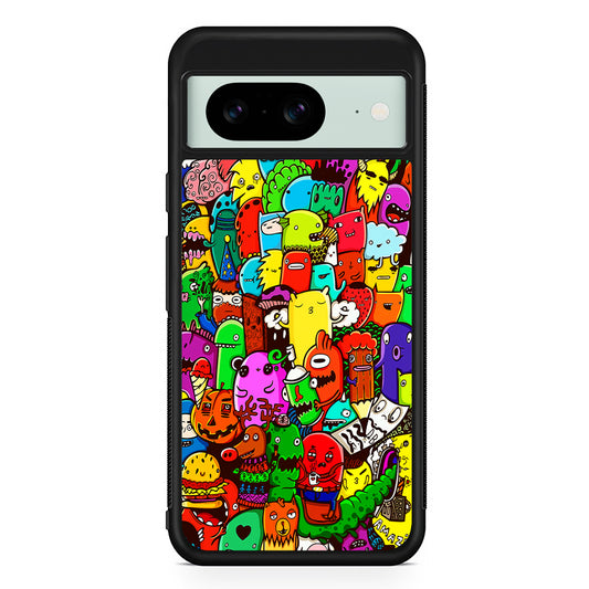 Cartoon Doodle Drawing Art Google Pixel 8 Case | Durable Protective Cover for Google Pixel 8
