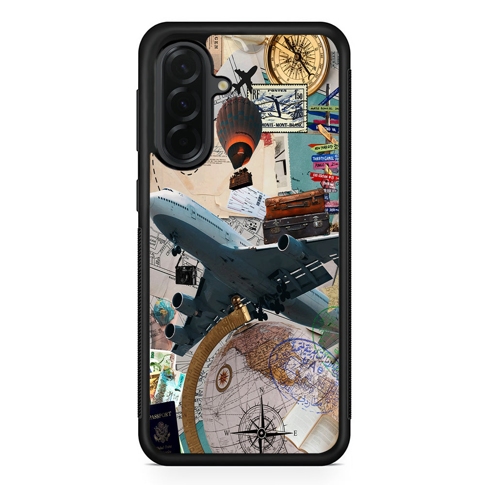Flight Travel Vacation Samsung Galaxy A36 Case | Protective Rubber Cover
