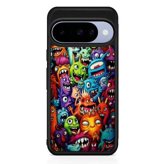 A Lot of Monsters Doodle Google Pixel 10 Case | Google Pixel 10 Rubber Protective Case