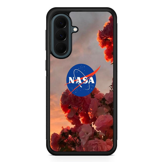 Nasa Logo Pink Flowers Samsung Galaxy A37 Case | Custom Samsung Galaxy A37 Protective Cover