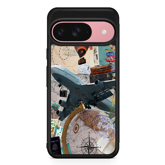 Flight Travel Vacation Google Pixel 9 Case | Google Pixel 9 Protective Rubber Case