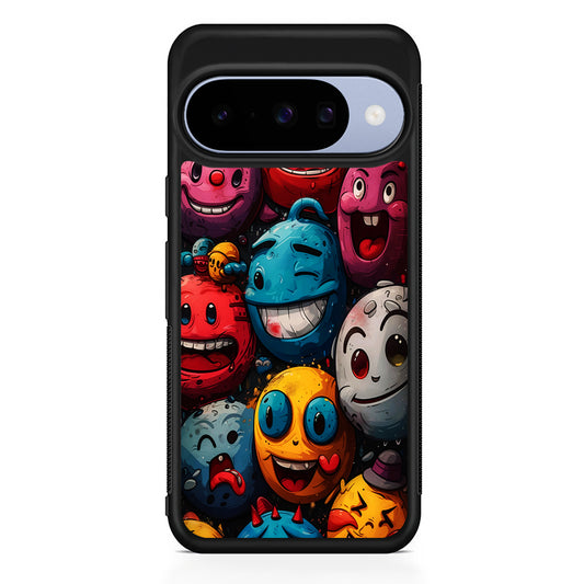 Colorful Funny Emoticons Doodle Google Pixel 10 Case | Google Pixel 10 Rubber Protective Case
