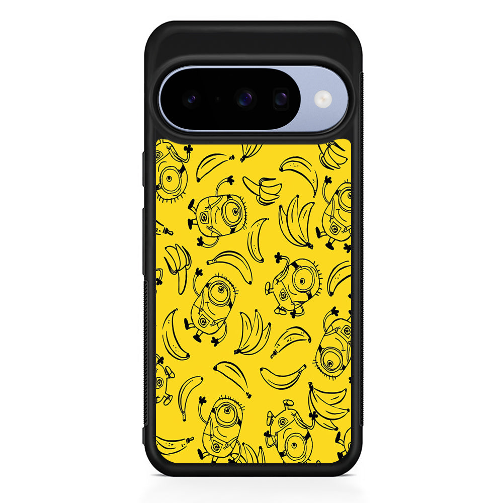Minions and Banana Yellow Google Pixel 10 Case | Google Pixel 10 Rubber Protective Case