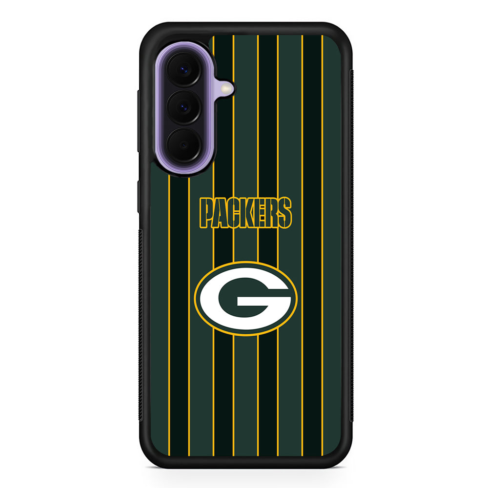 NFL Green Bay Packers Yellow Line Samsung Galaxy A57 Case | Slim Samsung Galaxy A57 Rubber Case