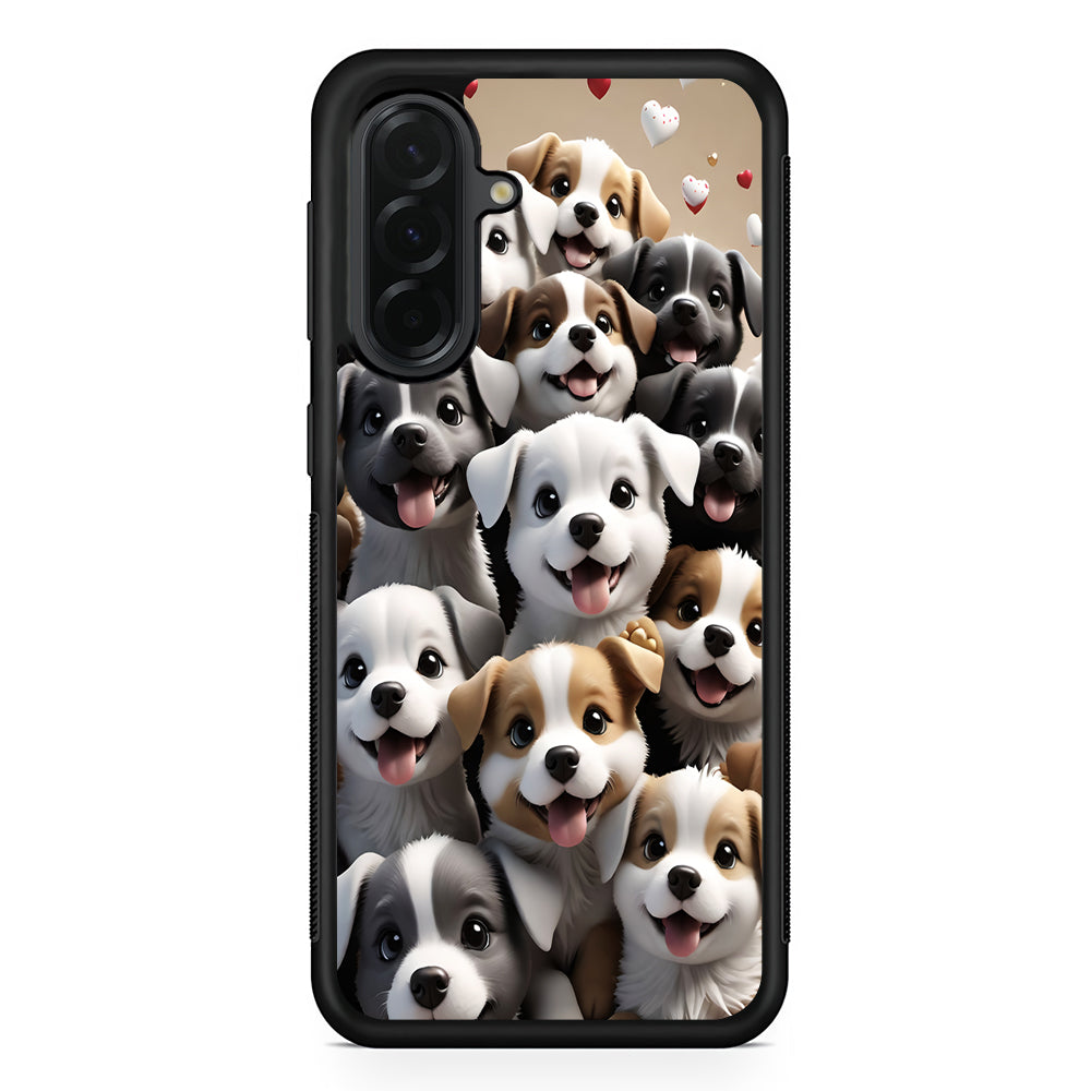 A Group of Cute Puppies Dog Samsung Galaxy A36 Case | Protective Rubber Cover
