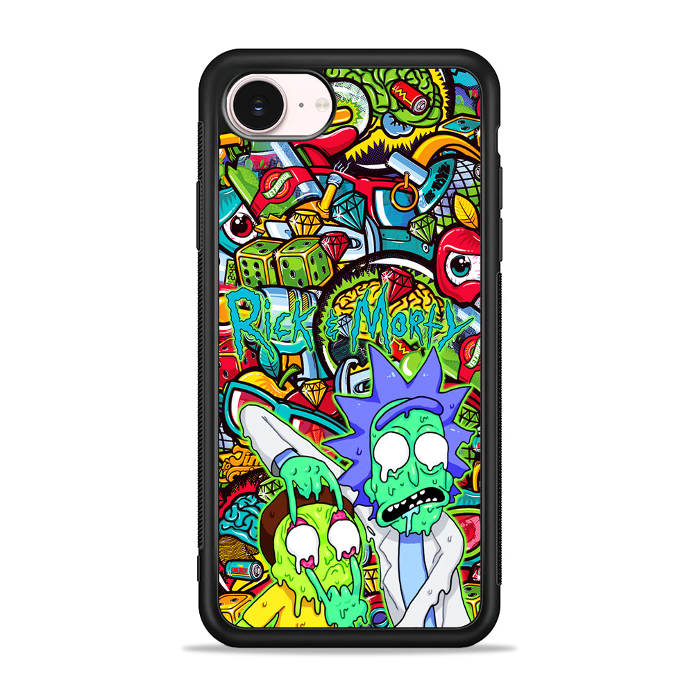 Rick and Morty Melt in Doodle iPhone 17e Case - Silicone Case