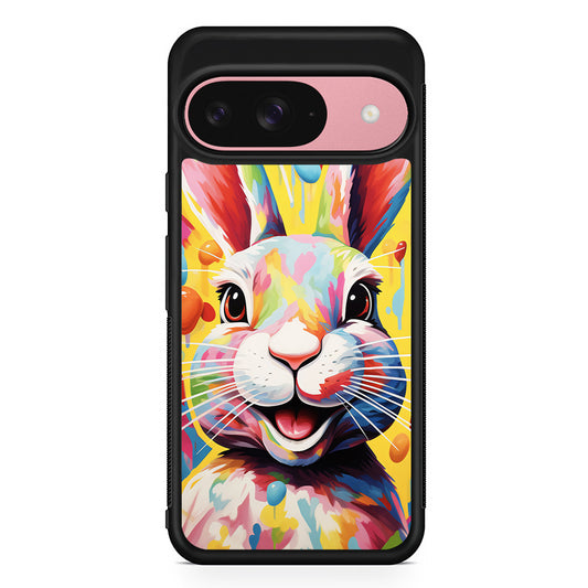 Happy Rabbit Painting Google Pixel 9 Case | Google Pixel 9 Protective Rubber Case