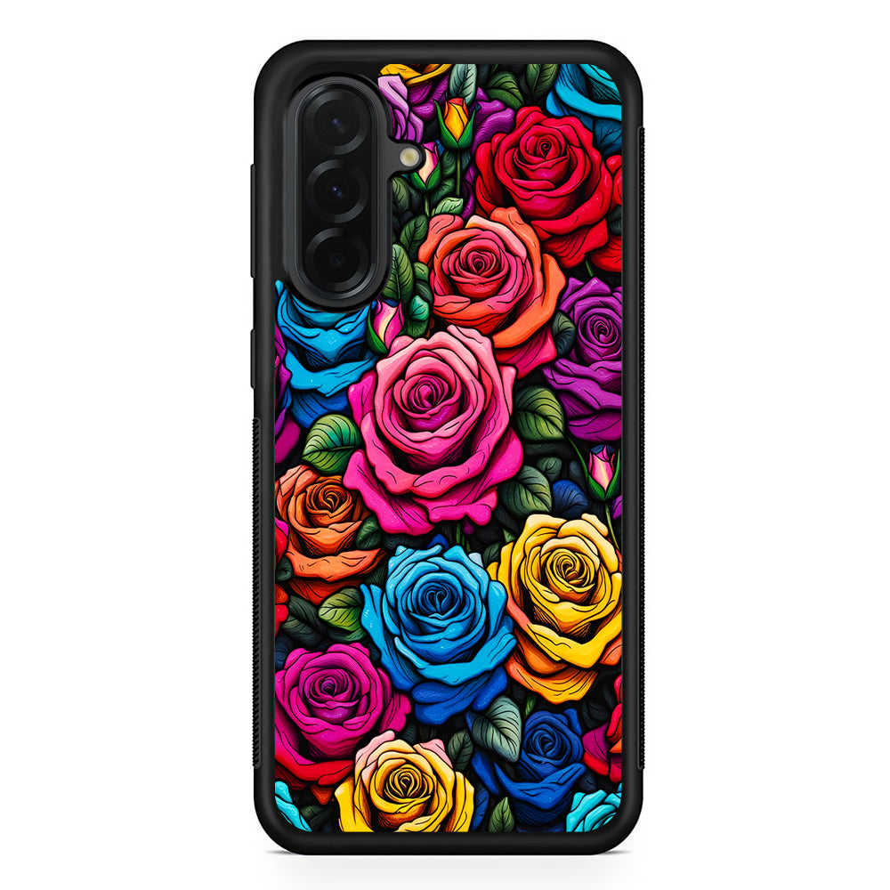 Colourful Roses Flowers Aesthetic Samsung Galaxy A36 Case | Protective Rubber Cover