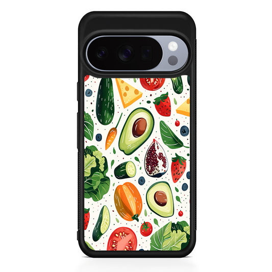 Collection of Fruits and Vegetables Google Pixel 10 Pro Case | Slim Google Pixel 10 Pro Rubber Case