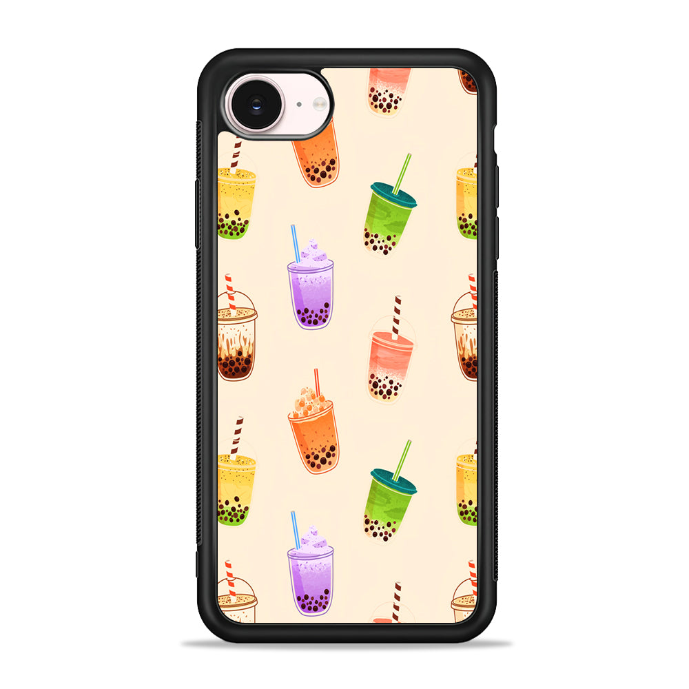 Bubble Tea Cups Colorful iPhone 17e Case - Silicone Case
