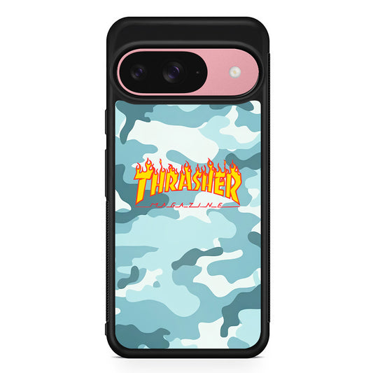 Thrasher Camo Light Blue Google Pixel 9 Case | Durable Google Pixel 9 Cover