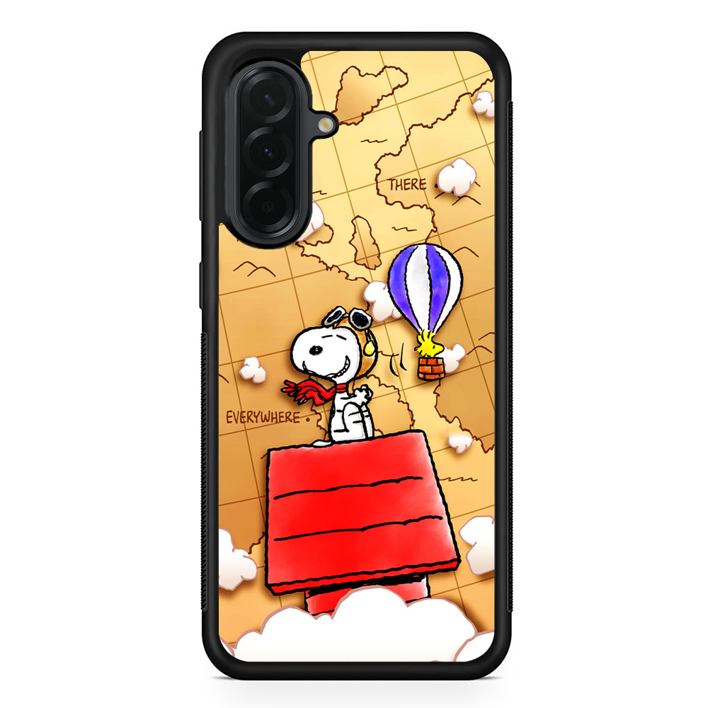 Snoopy Journey Around The World Samsung Galaxy A36 Case | Protective Rubber Cover