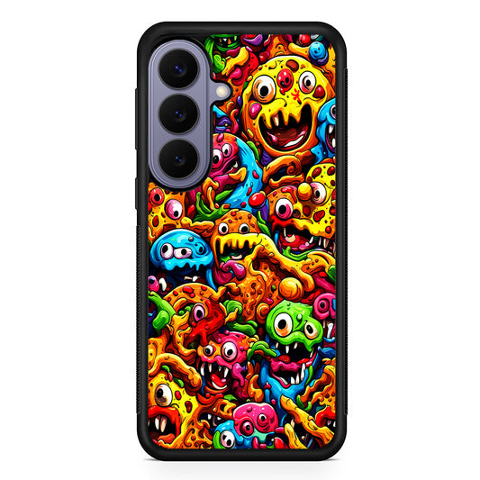 Colorful Monster Doodle Pizza Samsung Galaxy S26 Case | Durable Rubber Case for Samsung Galaxy S26