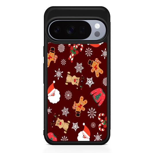 Christmas Ornaments Pattern Maroon Google Pixel 10 Pro Case | Slim Google Pixel 10 Pro Rubber Case