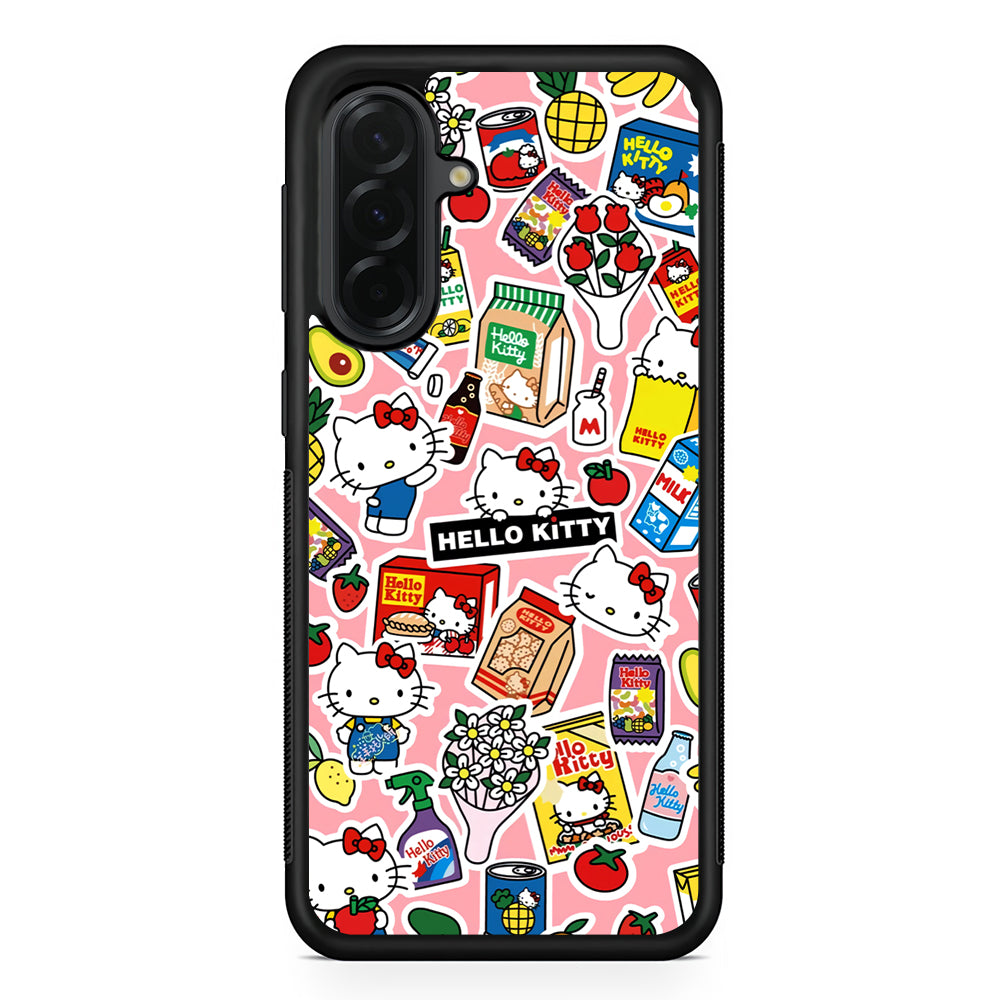 Hello Kitty Stickers Samsung Galaxy A36 Case | Protective Rubber Cover