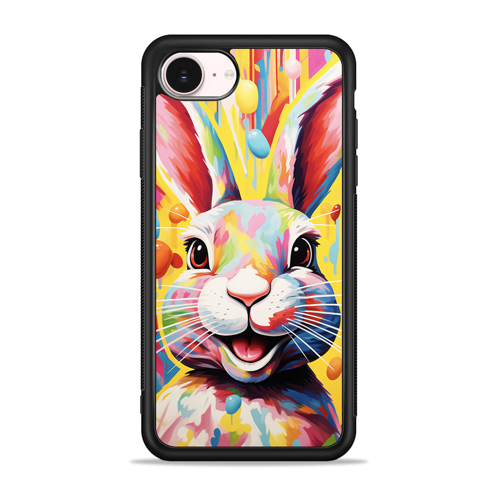 Happy Rabbit Painting iPhone 17e Case - Silicone Case