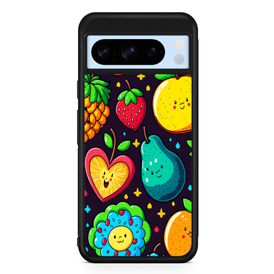Cute Colorful Fruit Cartoon Google Pixel 8 Pro Case | Slim Rubber Case for Google Pixel 8 Pro