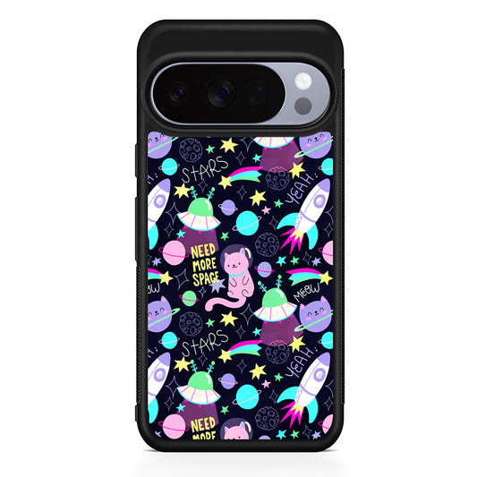 Astronauts Rockets Cat Google Pixel 10 Pro Case | Slim Google Pixel 10 Pro Rubber Case